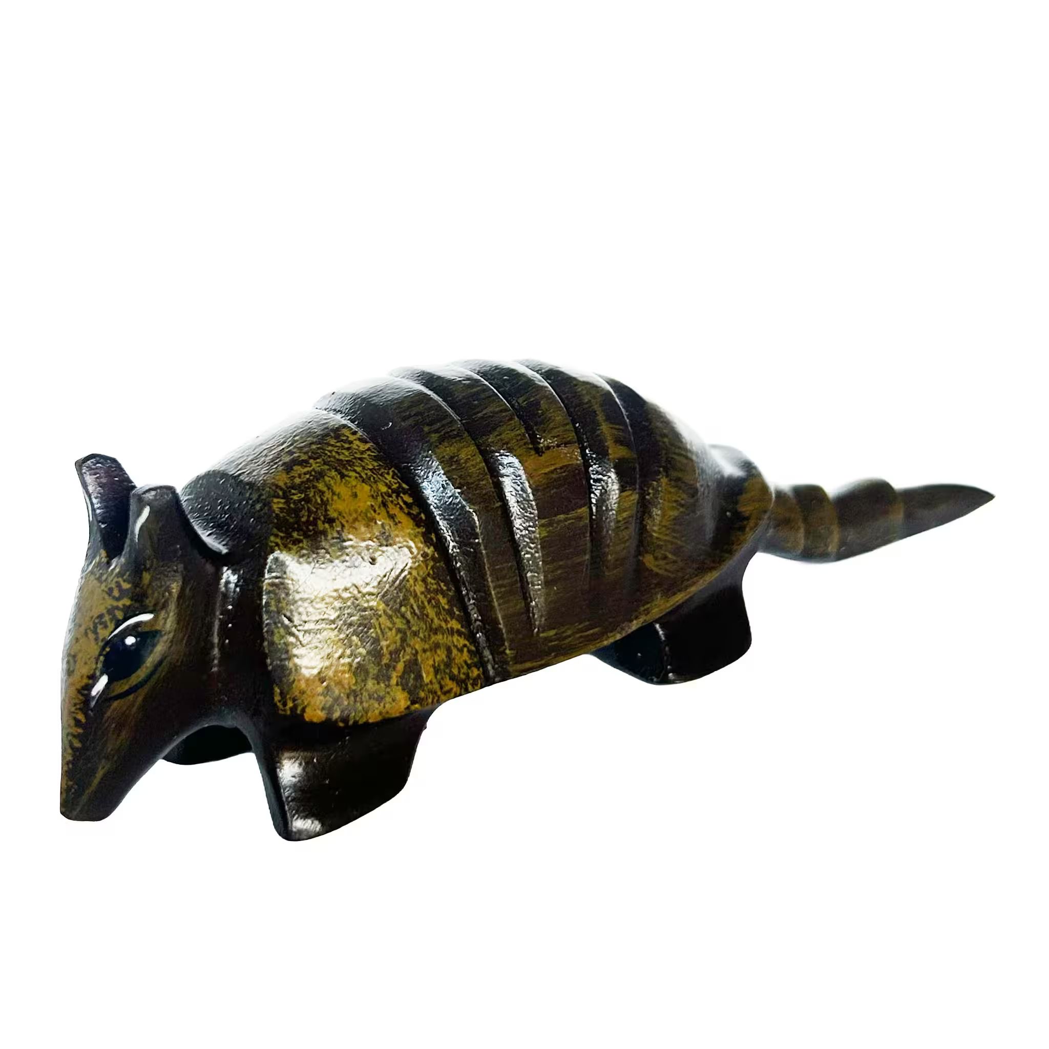Armadillo, hand-painted reclaimed wood, handmade Costa Rica souvenir (detail 1)