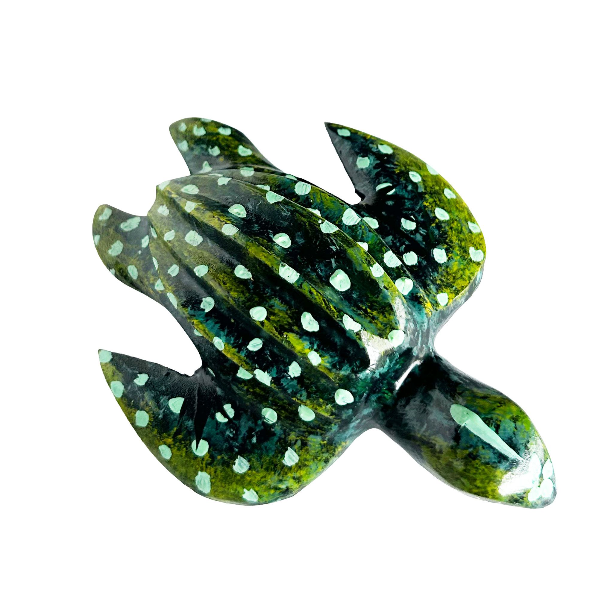 Tortuga baula, pintada a mano en madera recuperada, souvenir artesanal de Costa Rica (detalle 1)