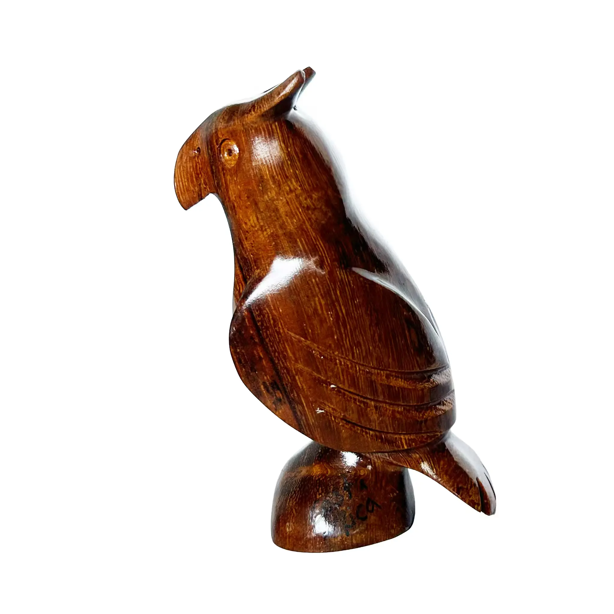 Búho, tallada a mano en madera recuperada, souvenir artesanal de Costa Rica (detalle 1)
