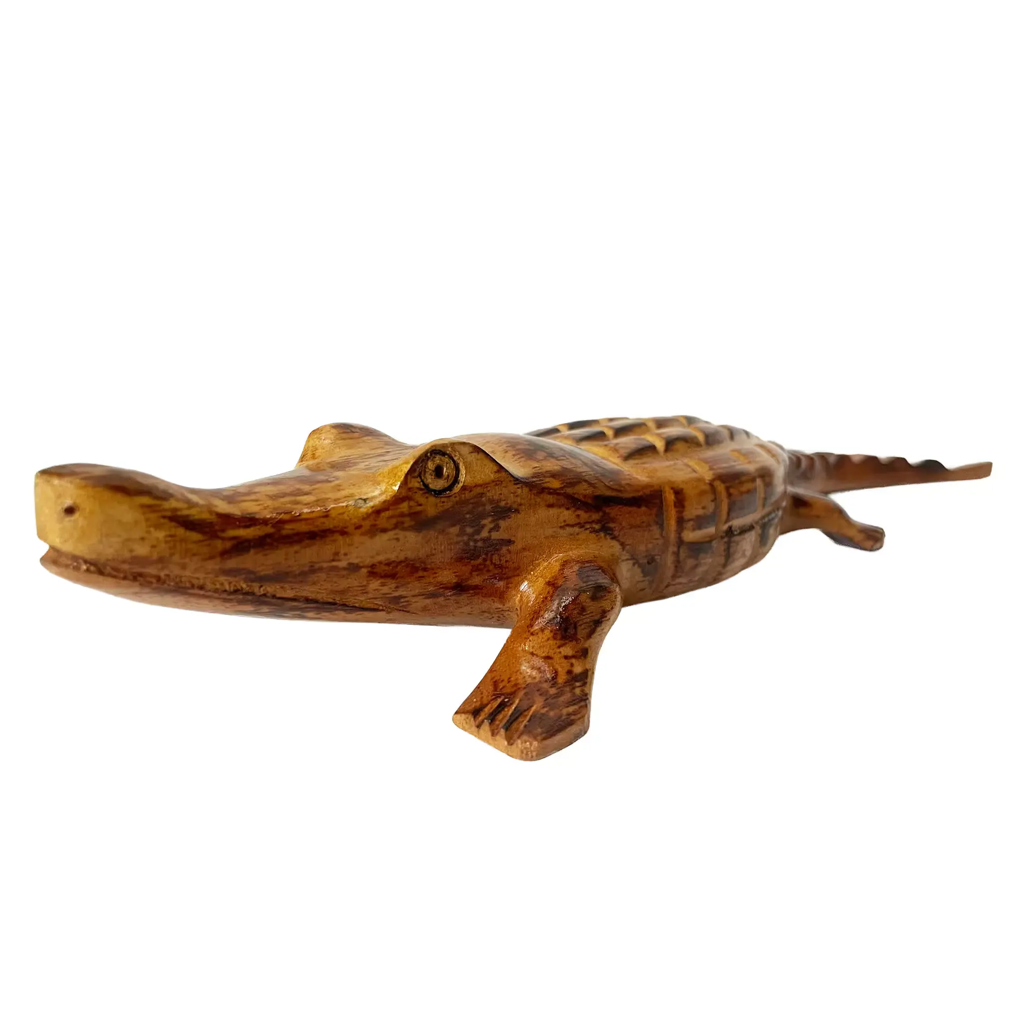 Cocodrilo del Tárcoles, tallada a mano en madera recuperada, souvenir artesanal de Costa Rica (detalle 1)