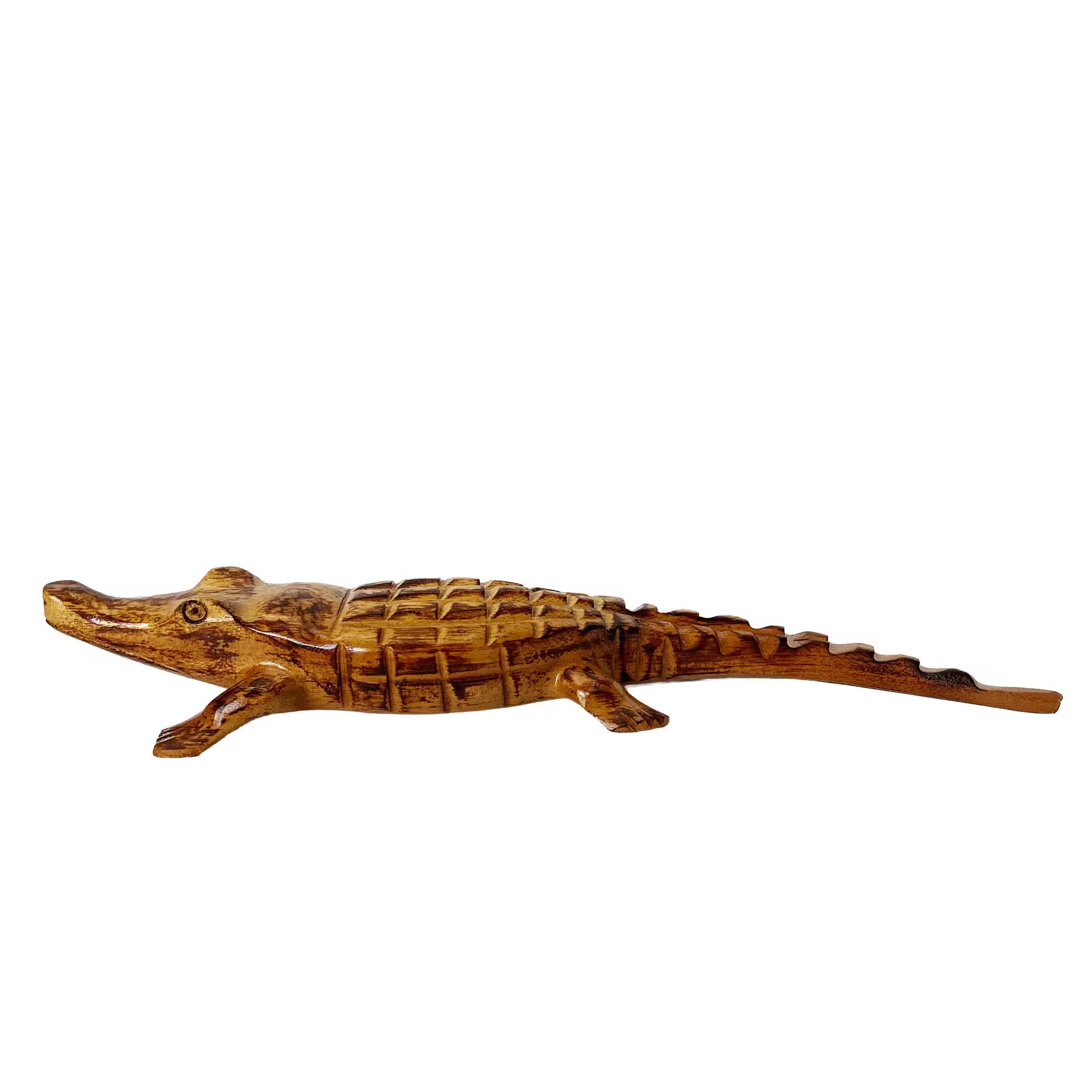 Cocodrilo del Tárcoles, tallada a mano en madera recuperada, souvenir artesanal de Costa Rica (detalle 2)