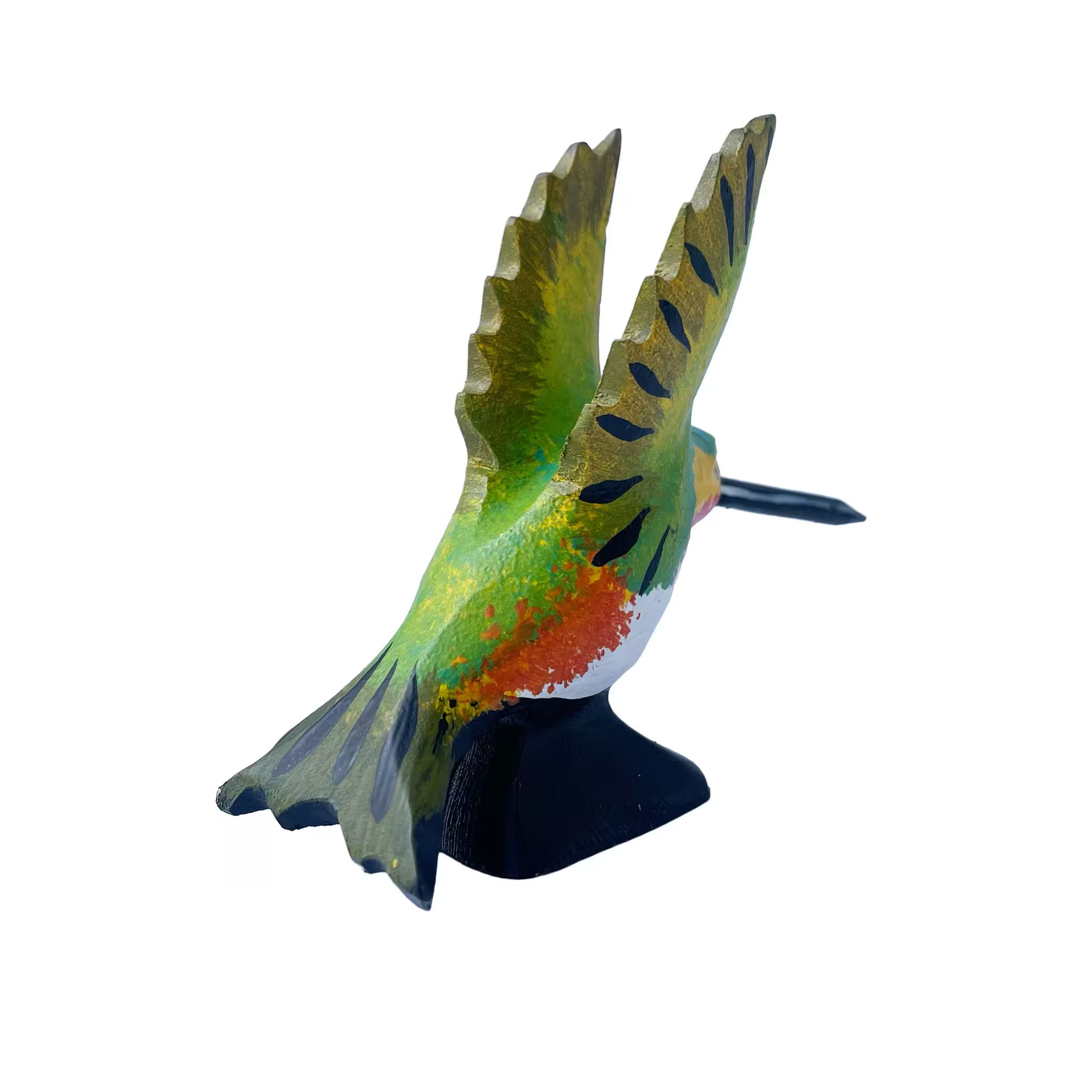 Colibrí verde claro, pintada a mano en madera recuperada, souvenir artesanal de Costa Rica (detalle 2)