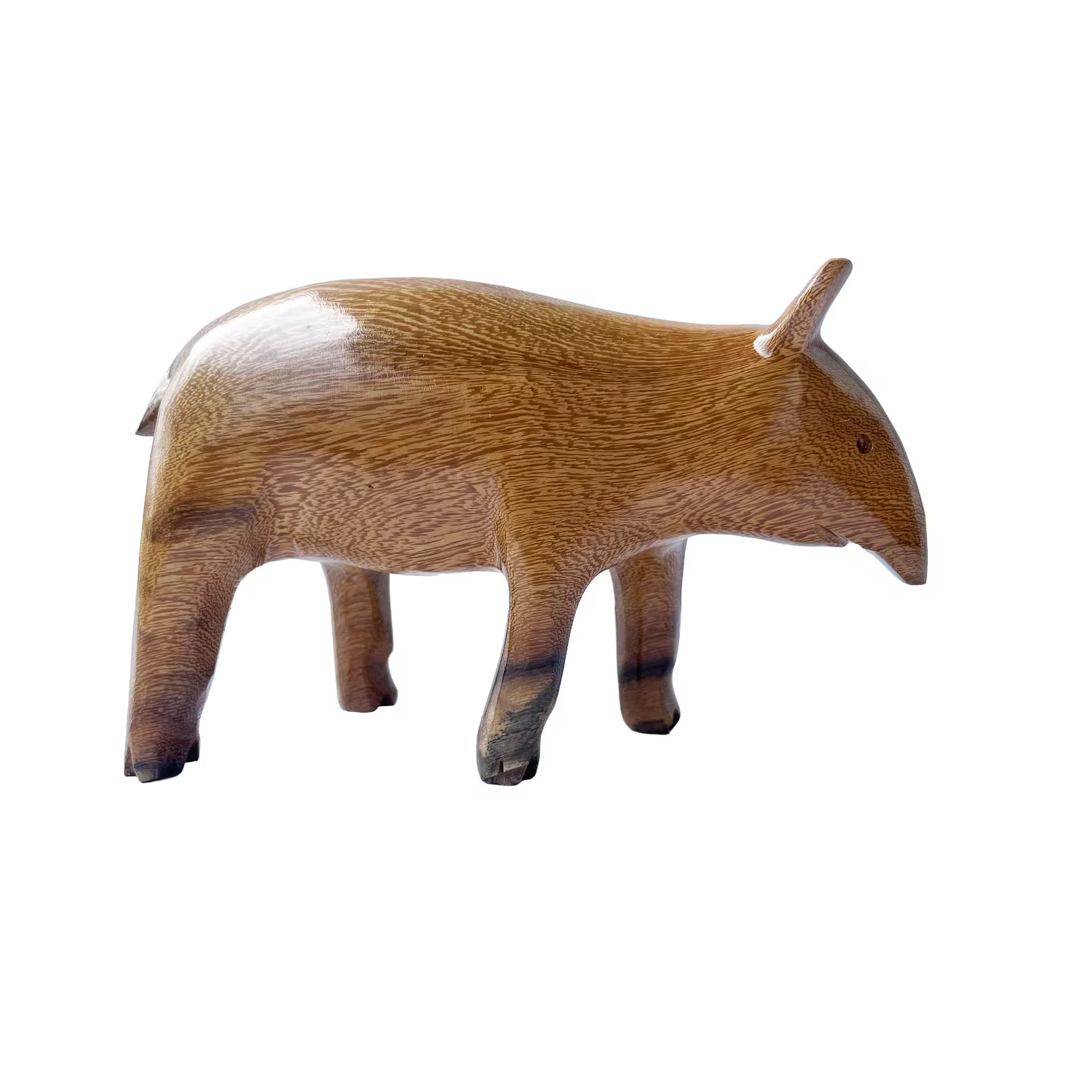 Tapir, hand-carved reclaimed wood, handmade Costa Rica souvenir (detail 1)