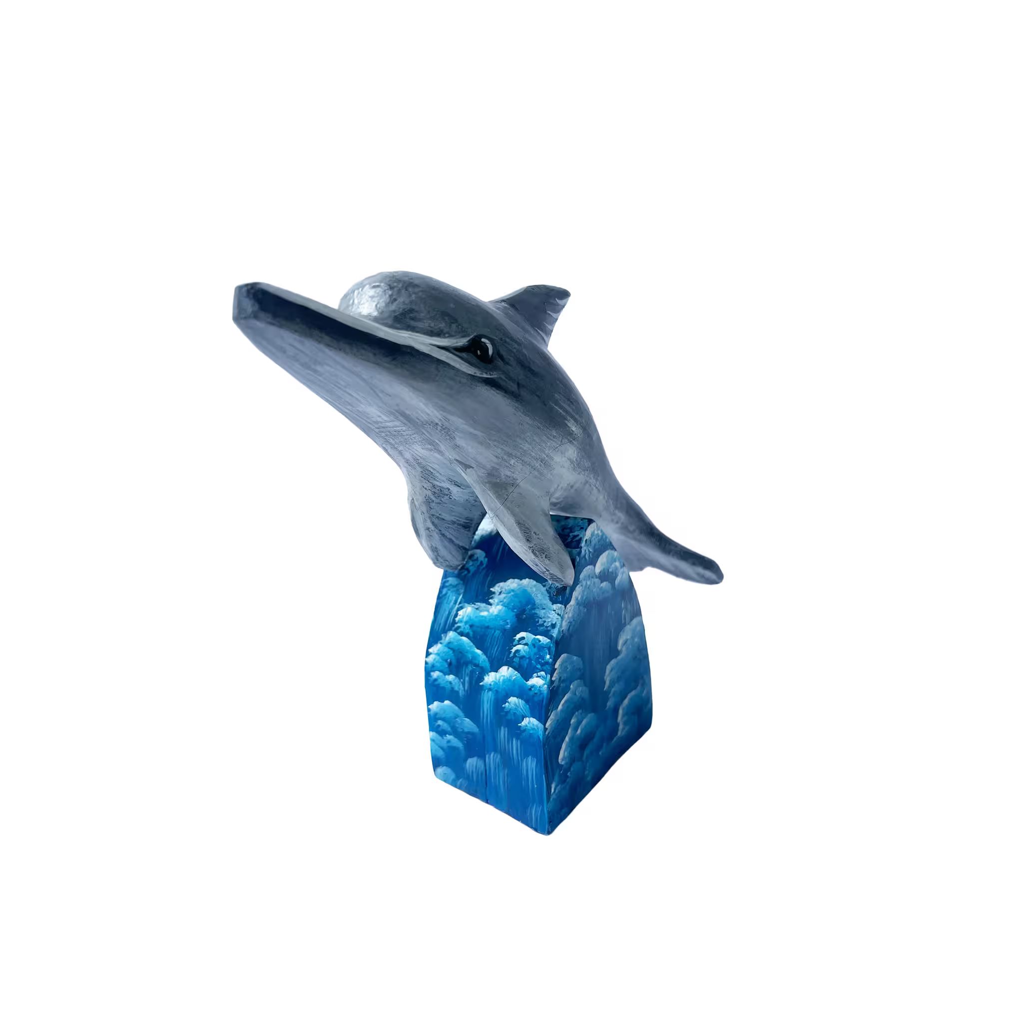 Bottlenose dolphin, hand-painted reclaimed wood, handmade Costa Rica souvenir (detail 1)