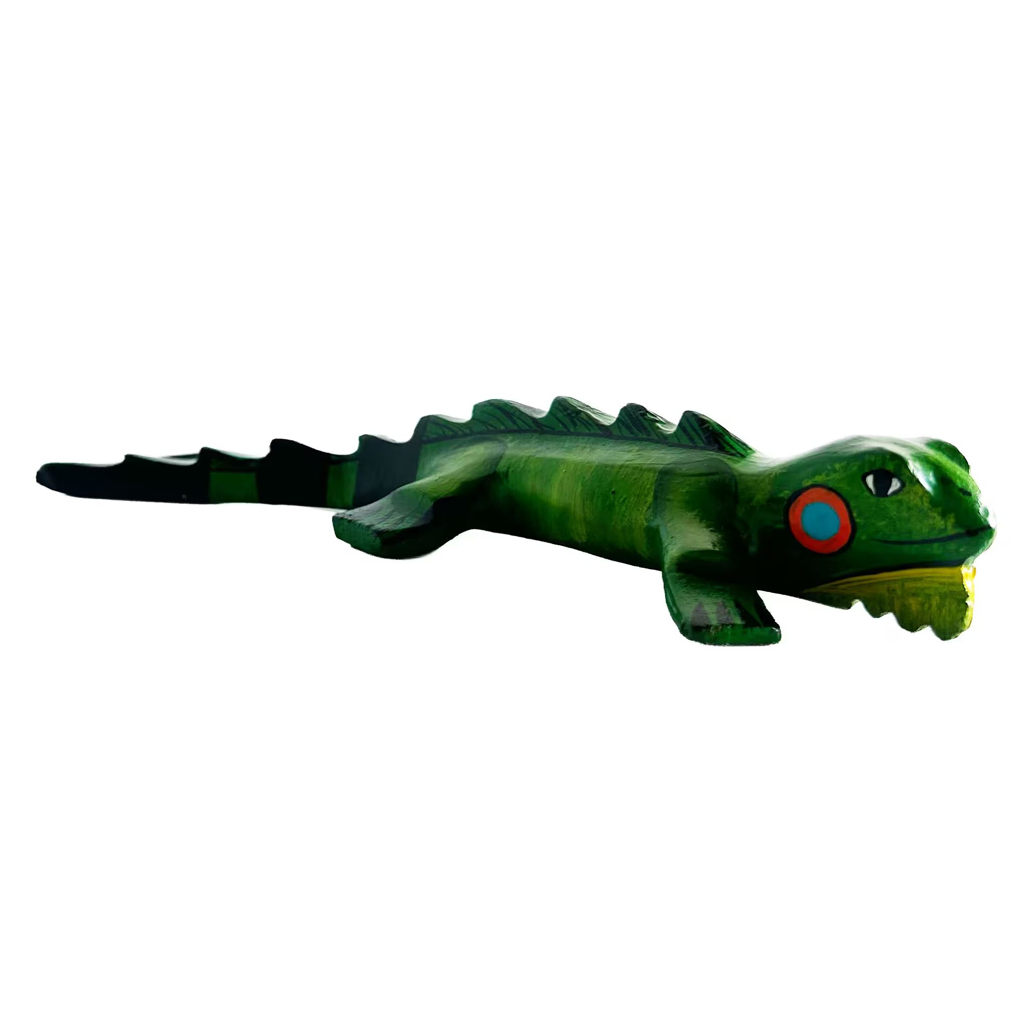 Green iguana, hand-painted reclaimed wood, handmade Costa Rica souvenir (detail 1)