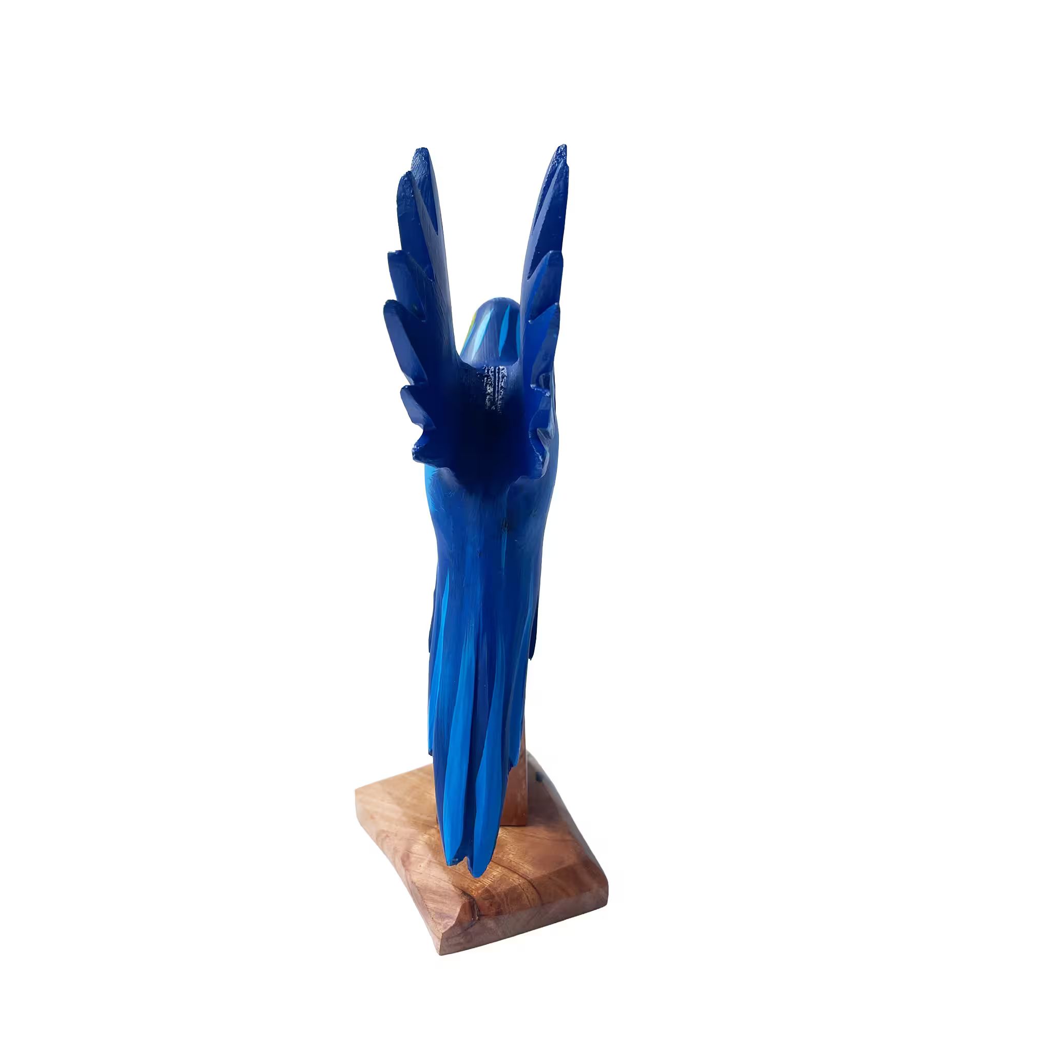 Blue macaw, hand-painted reclaimed wood, handmade Costa Rica souvenir (detail 2)