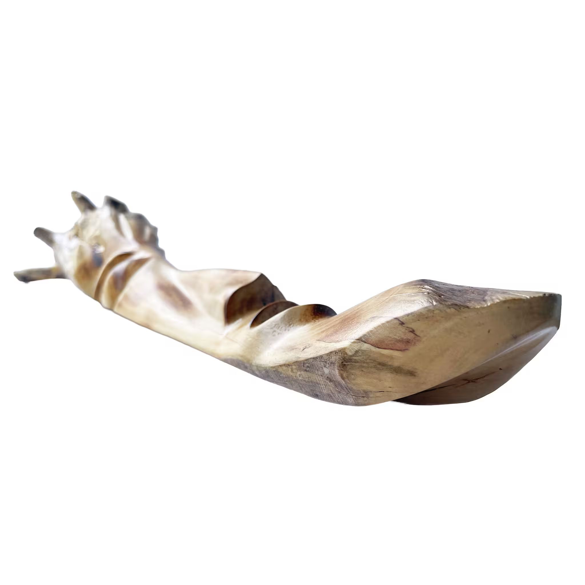 Máscara tribal larga, tallada a mano en madera recuperada, souvenir artesanal de Costa Rica (detalle 1)