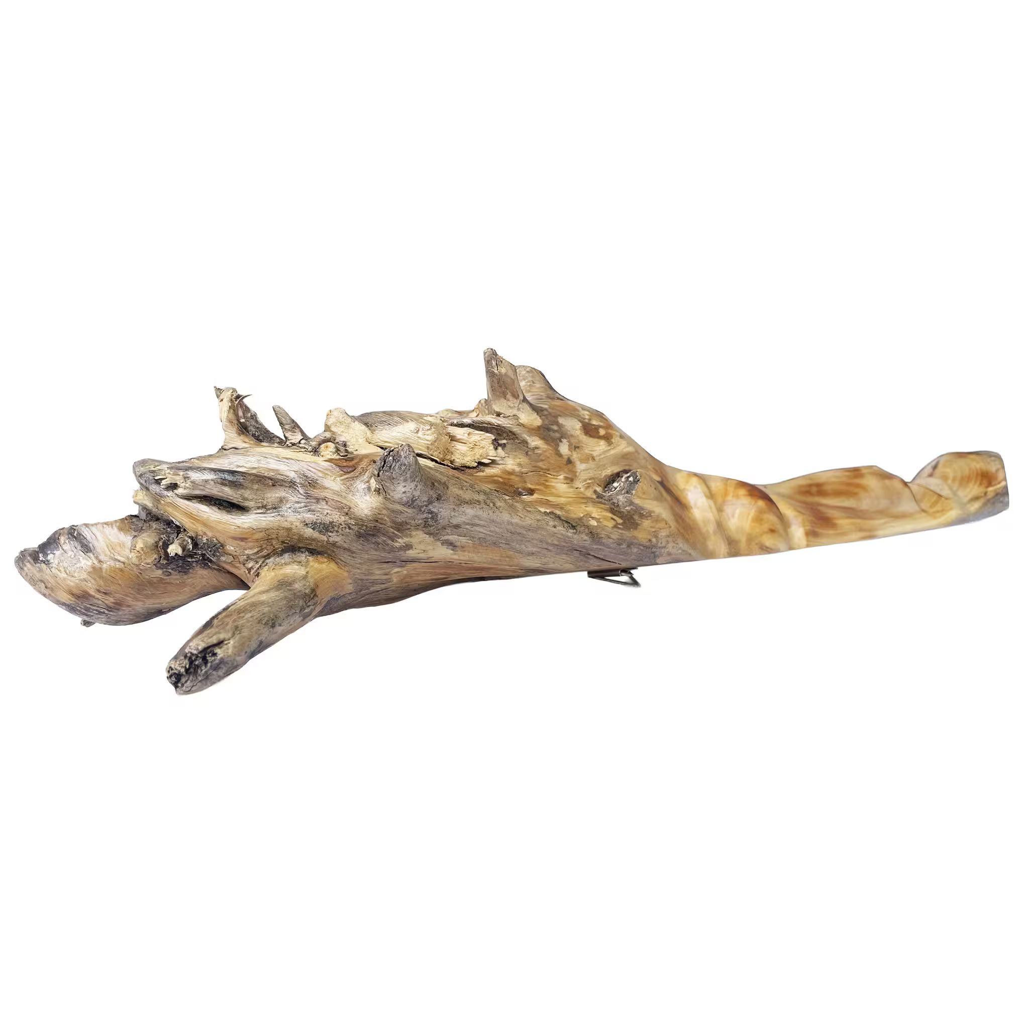 Máscara tribal larga, tallada a mano en madera recuperada, souvenir artesanal de Costa Rica (detalle 2)