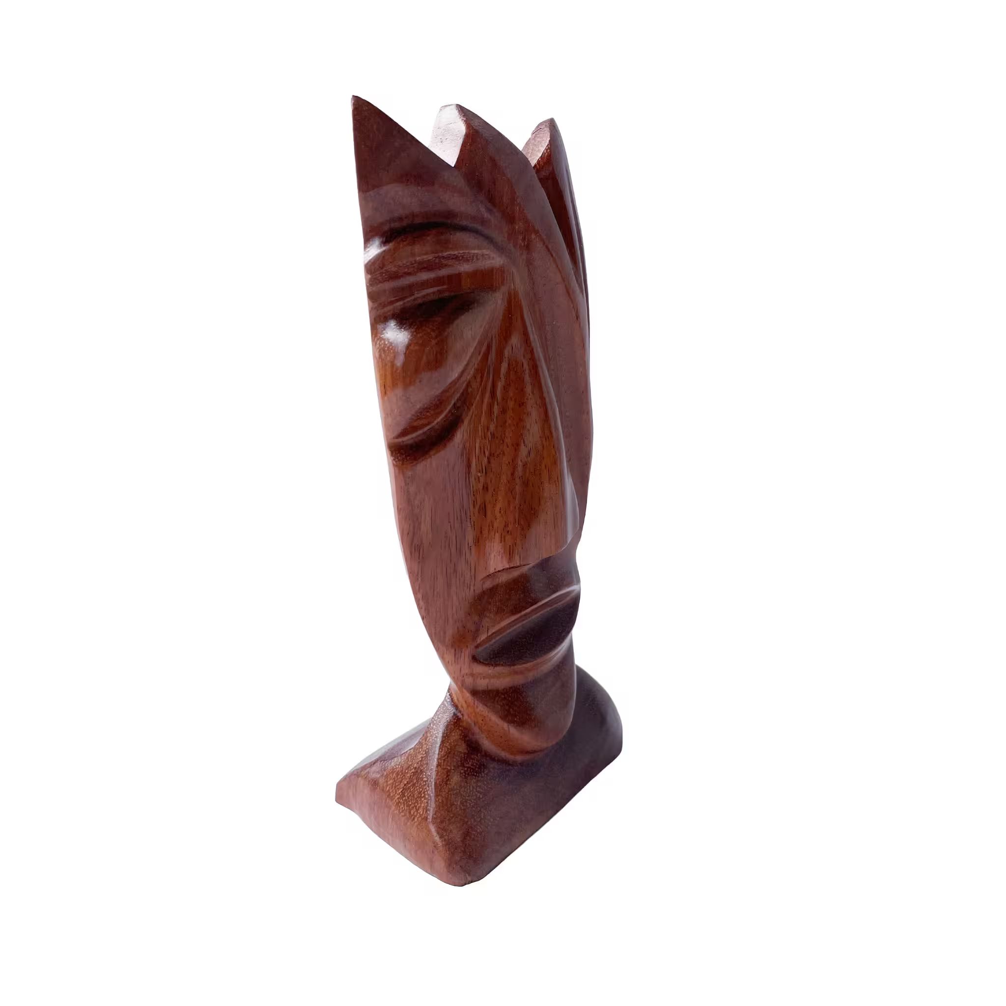 Máscara tribal vertical, tallada a mano en madera recuperada, souvenir artesanal de Costa Rica (detalle 1)