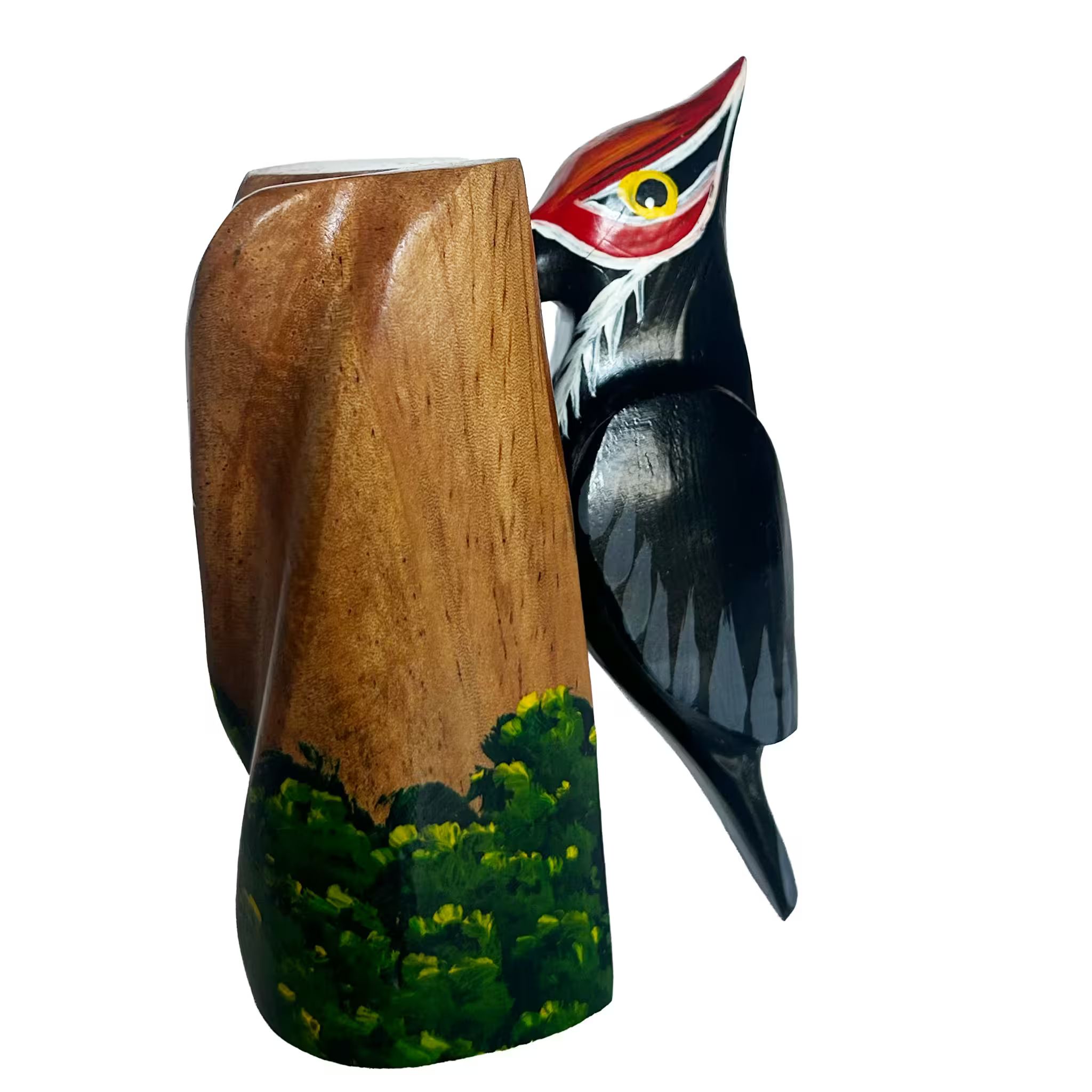 Woodpecker, hand-painted reclaimed wood, handmade Costa Rica souvenir (detail 2)