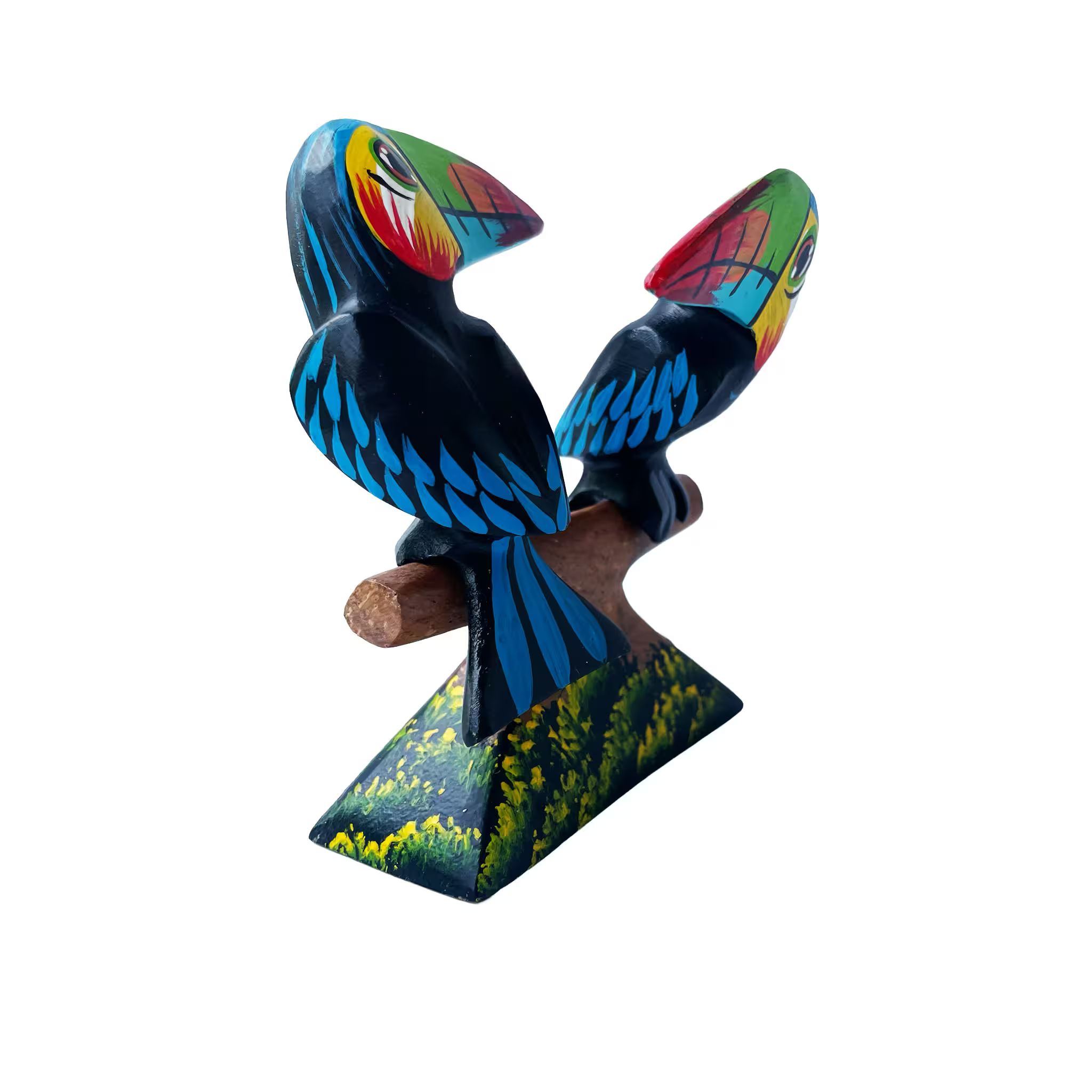 Pair of toucans, hand-painted reclaimed wood, handmade Costa Rica souvenir (detail 2)