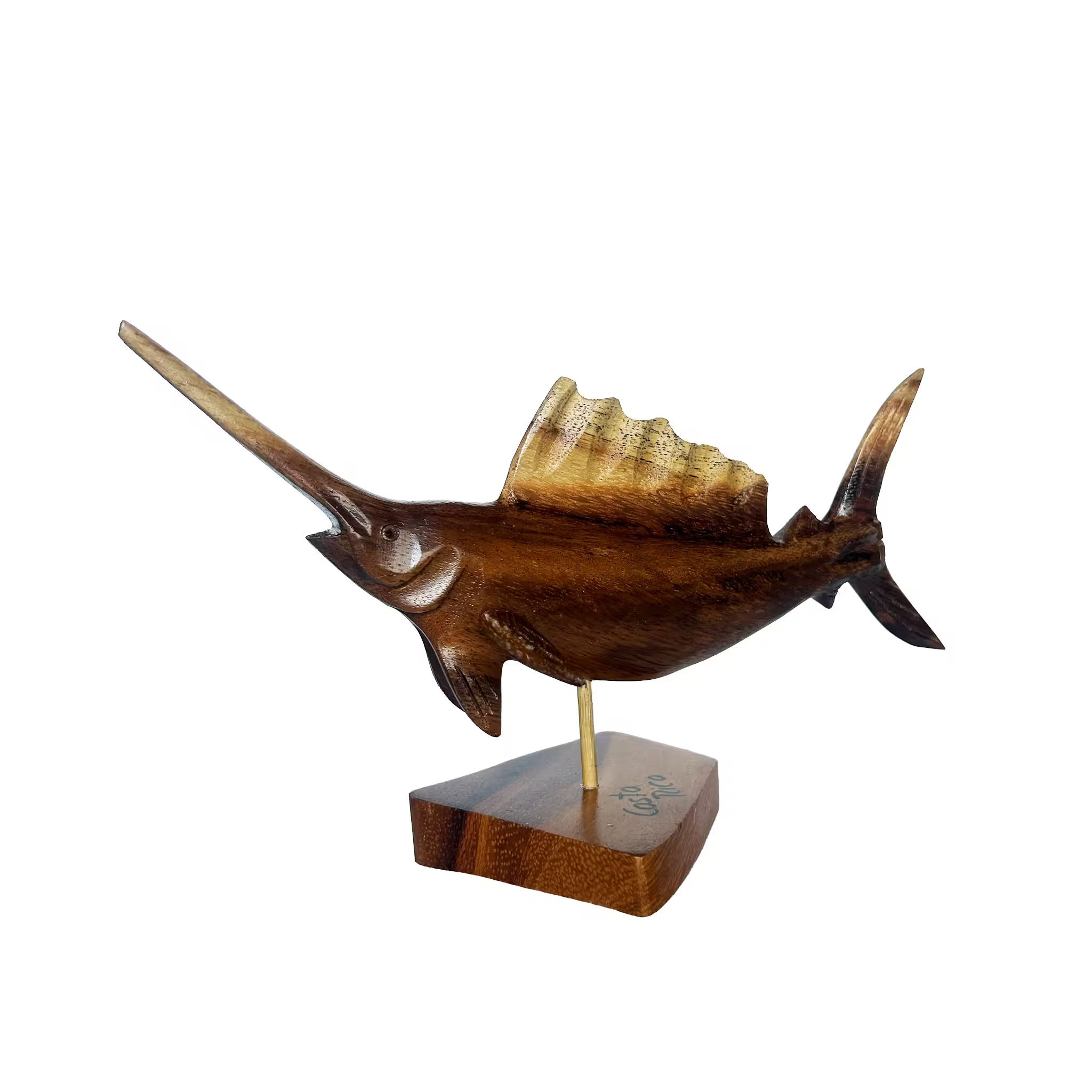 Sailfish, hand-carved reclaimed wood, handmade Costa Rica souvenir (detail 2)