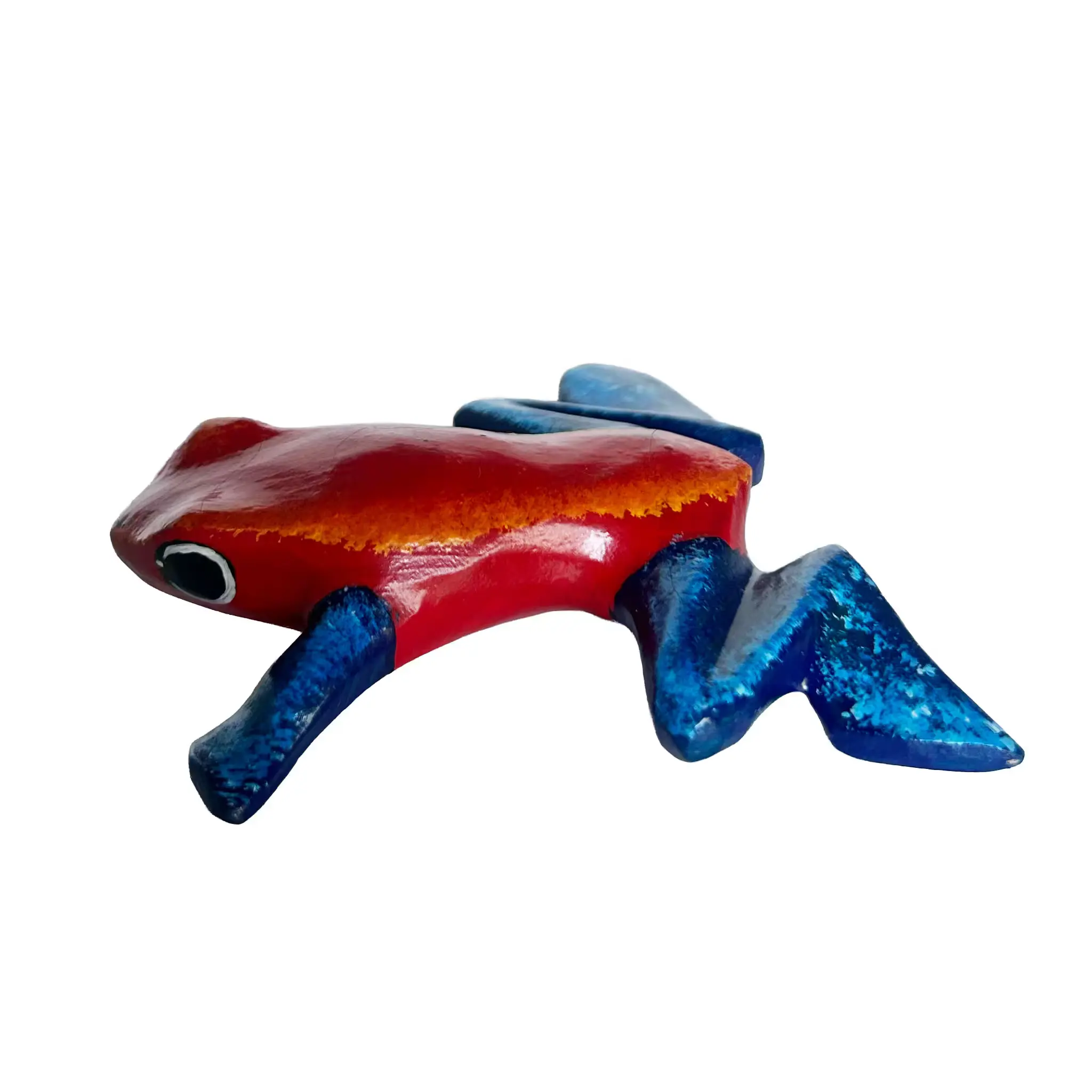 Rana flecha roja, pintada a mano en madera recuperada, souvenir artesanal de Costa Rica (detalle 1)