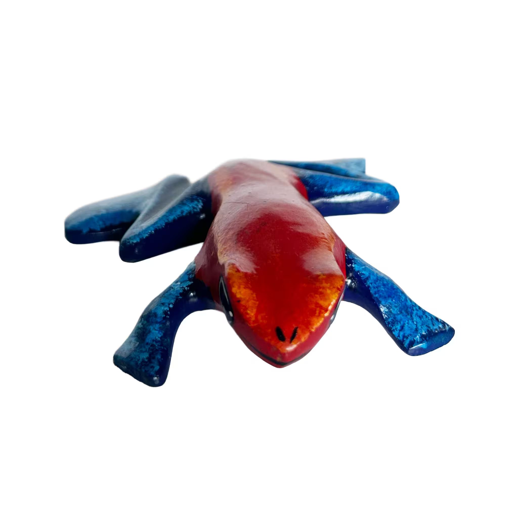 Rana flecha roja, pintada a mano en madera recuperada, souvenir artesanal de Costa Rica (detalle 2)