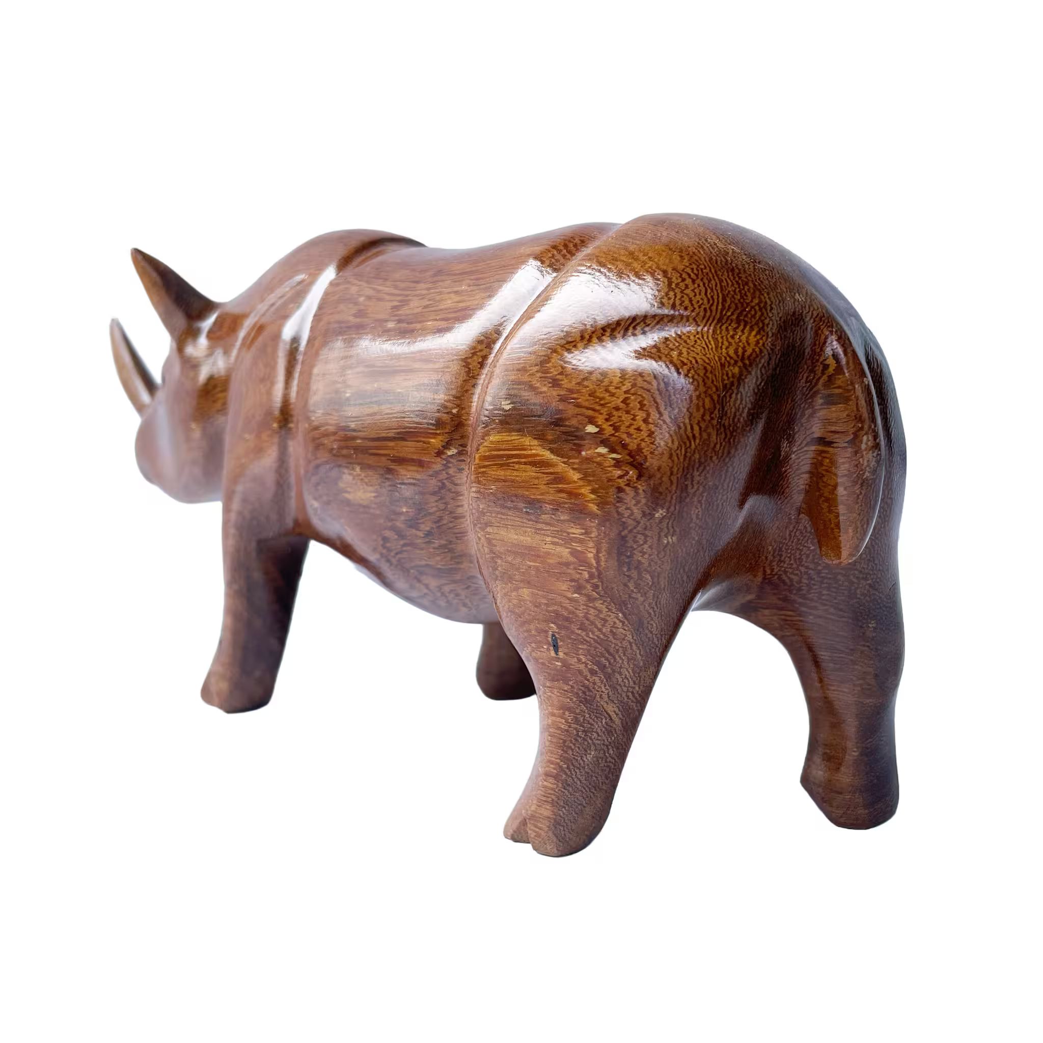 Rhinoceros, hand-carved reclaimed wood, handmade Costa Rica souvenir (detail 2)