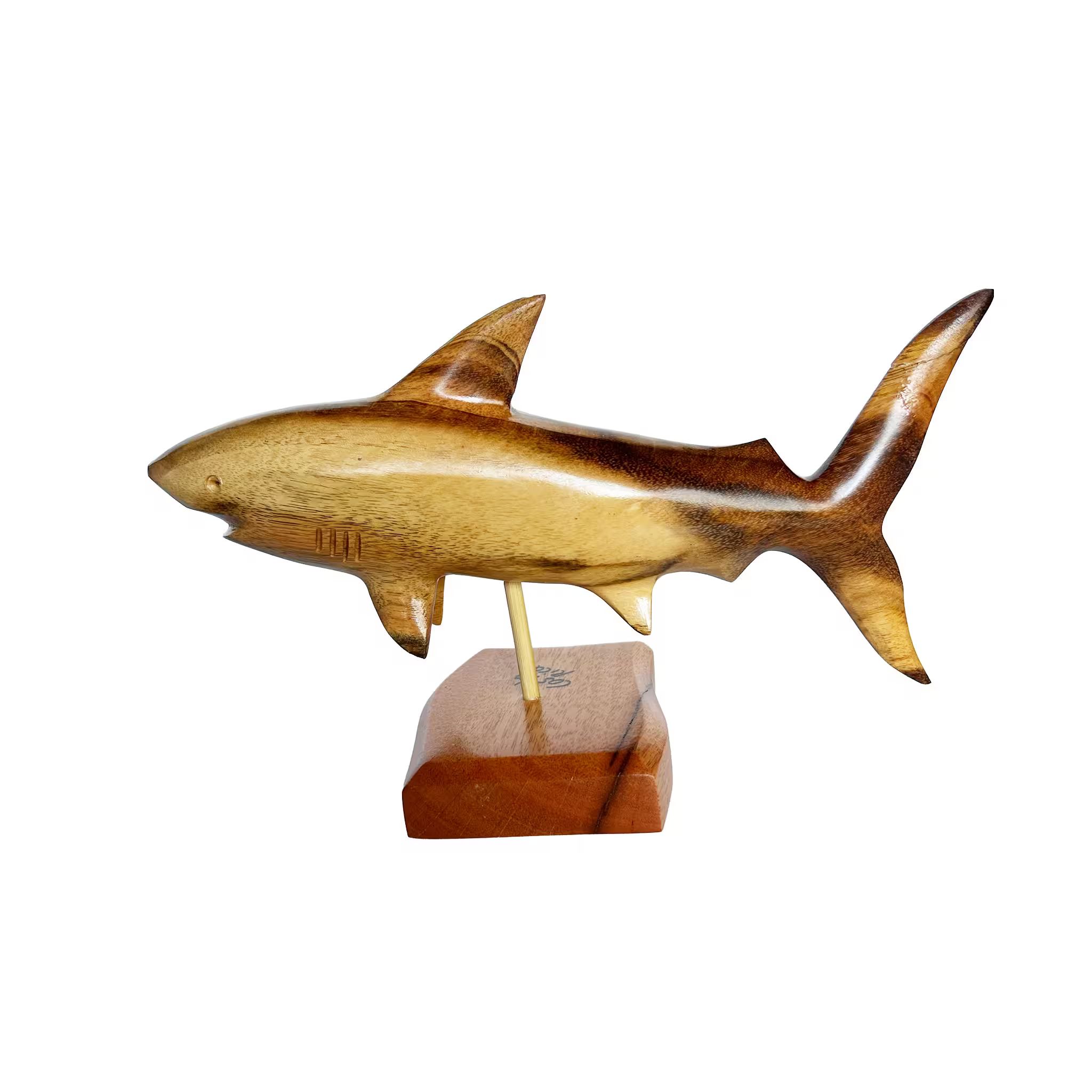 Bull shark, hand-carved reclaimed wood, handmade Costa Rica souvenir (detail 2)