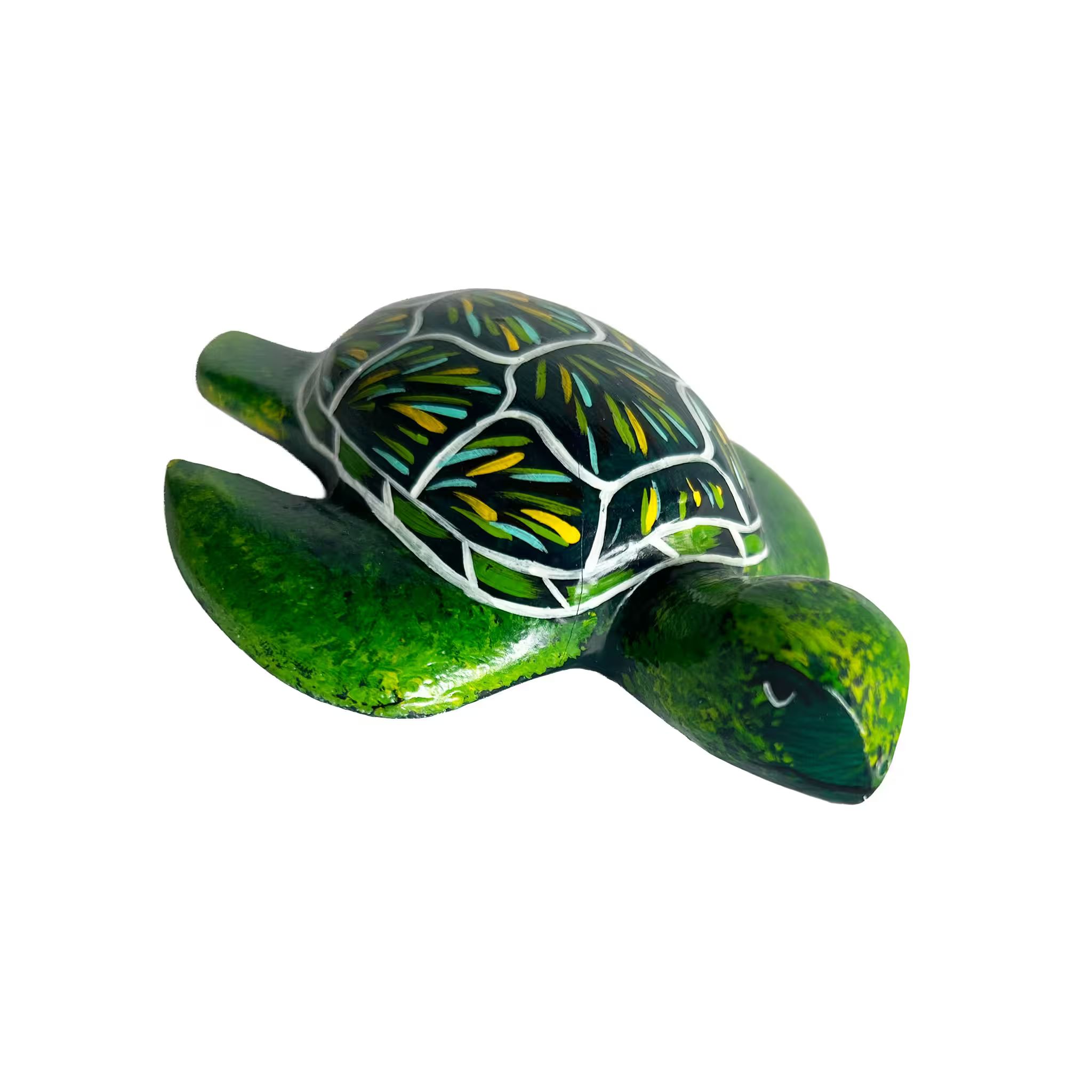 Green sea turtle, hand-painted reclaimed wood, handmade Costa Rica souvenir (detail 1)