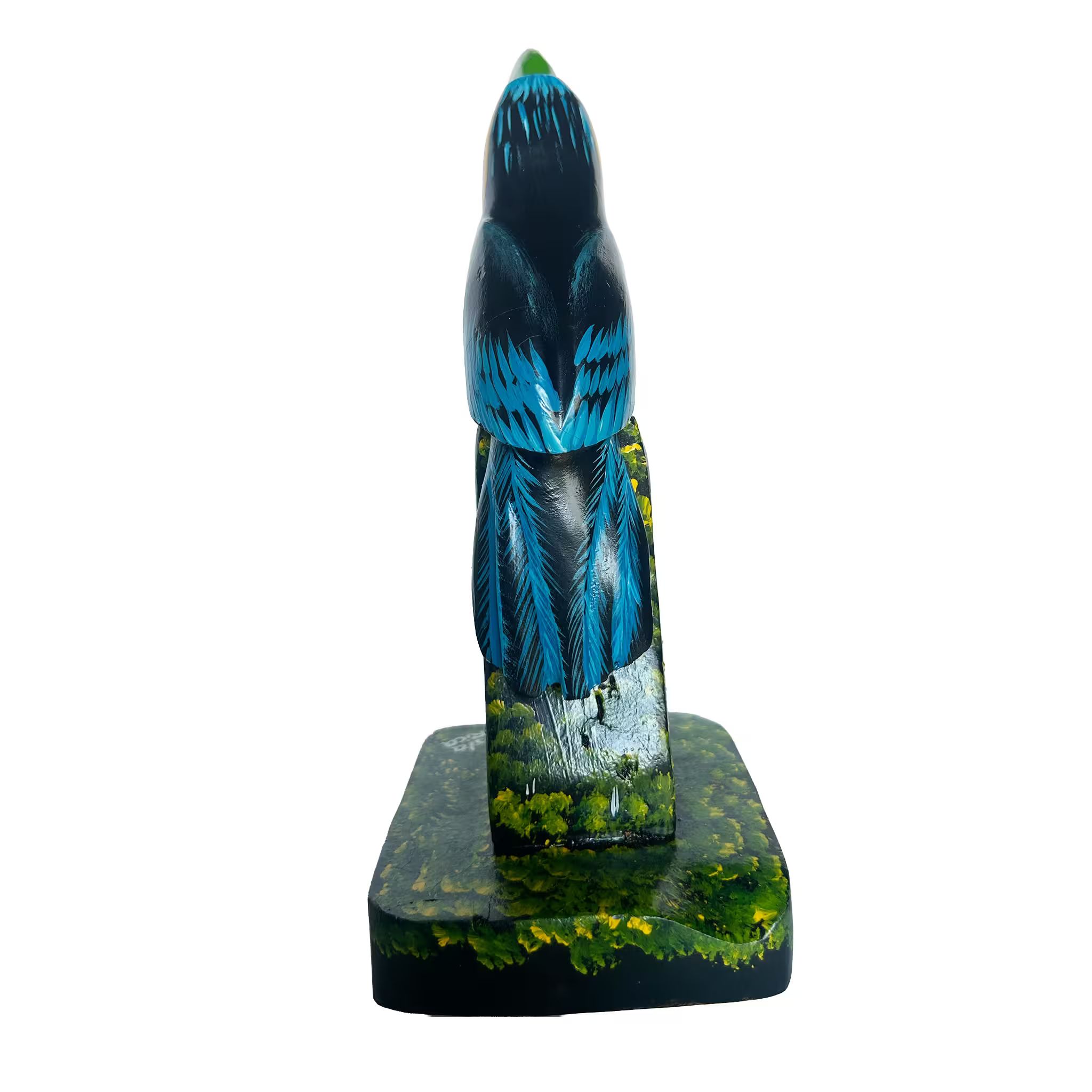 Toucan on a pedestal, hand-painted reclaimed wood, handmade Costa Rica souvenir (detail 2)